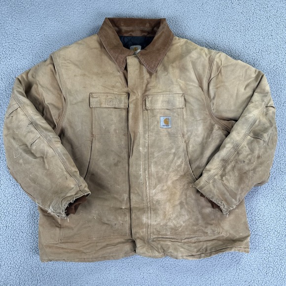 Carhartt Other - VTG Carhartt C03 BRN Chore Jacket Men 54 Distressed Brown Duck Arctic USA Made